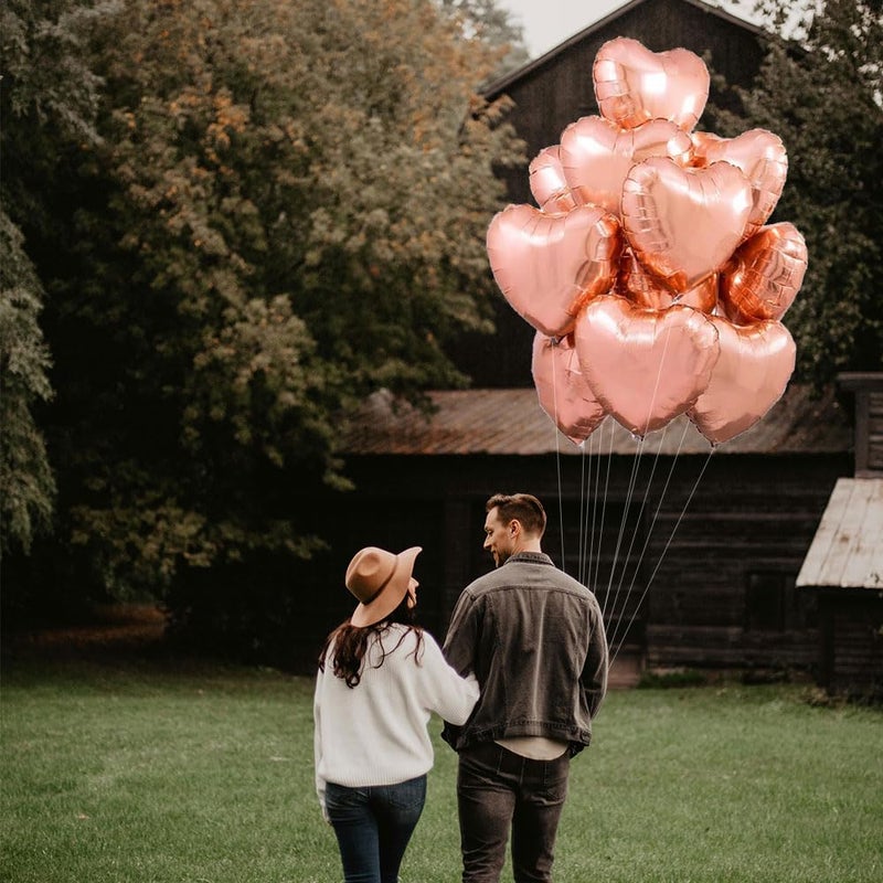 AnnoDeel 20 pcs Rose Gold Heart Balloons, 18inch Heart shaped foil Love Balloons for Wedding Decoration Party Balloon Birthday - Image 2
